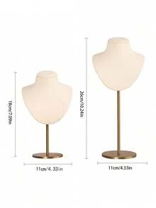 1pc Retro High-End Microfiber V-Shaped Model Neck Metal T-Bar Jewelry Display Stand For Earrings, Necklaces And Pendants, Jewelry Showcase Display Rack Suitable For Wedding And Gifts Back To School - Multicolor - View 21