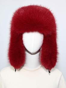 1pc Thick Faux Fox Fur Trapper Hat, Hat And Scarf Set Suitable For Autumn/Winter Outdoor Activities, Warm & Versatile For Hiking, Skiing, Cycling And Daily Wear, Retro Acrylic Bucket Hat, Fleece Lined Aviator Hat, Halloween Gift