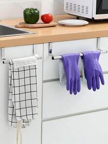 1pc Space-Saving Stainless Steel Over-The-Door Towel Rack - Easy To Install, Rust-Resistant Bathroom And Kitchen Towel Bar - Multicolor - View 5