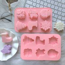 6腔圣诞老人礼物、圣诞树、铃铛、雪花硅胶模具、蜡烛、肥皂DIY工艺模具、礼品模具 - 彩色 - 查看 4