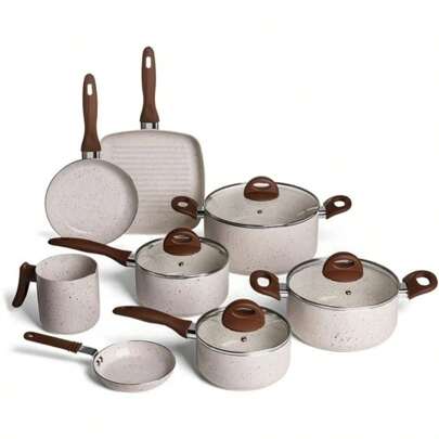  Jogo de Panelas Brinox Antiaderente Ceramic Life 8 Peças Smart Plus Vanilla