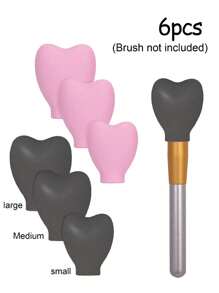 3pcs/Set Heart-Shaped Silicone Makeup Brush Protectors, Anti-Dust Storage & Protection Case, Brush Guards To Prevent Frizz,Makeup Brush Dust Protective Cover, Suitable For Travel, Vacation,Makeup Table, Dormitory,Ideal For Women, Daughters, Sisters, Teachers