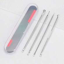 4-Piece Professional Blackhead Removal Set - Acne Removal Tools For Whitehead Acne Removal - Deep Cleansing And Skin Cleansing Tools For Acne Removal - Beauty Tools - 銀色 - 查看 4