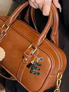 1pc Black Initial Keychain, Black Tassel Pendant, Evil Eye Fashion Keychain, Alphabet Keychain Backpack Charm, Keychain For Women And Girls, Exquisite And Small, Fashionable And Simple, Wallet And Handbag Accessories, Tassel Keychain, Alphabet Initials A-Z, Suitable For Commuting, Studying, Vacation