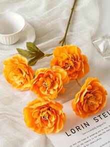 1/3/6 buc flori artificiale de lotus și bujor din mătase cu tulpini lungi, potrivite pentru nuntă, decor de sărbătoare, aranjament floral DIY, decorare pentru sufragerie, dormitor și living. - Portocale - Vizualizare 6