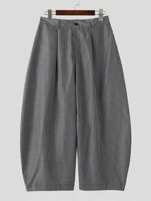 INCERUN Mens High Waist Zipper Striped Casual Loose Wide Leg Trousers Long Harem Pants Bottoms - 黑色 - 查看 4