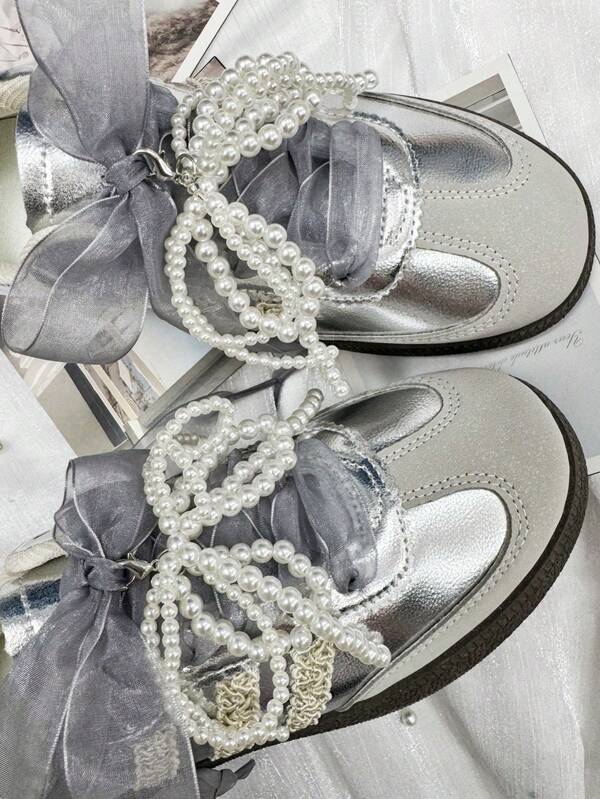 2 Stücke/Set Perlen Schleife Schuh Accessoires, abnehmbare Schuh Blumen Dekoration für Sneaker, Ballerinas, Freizeitschuhe, DIY Schnürsenkel, Geschenk für Feiertage um Ihre Schuhe einzigartig zu machen