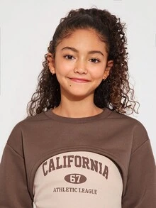 Radiana Tween Girl Letter Graphic Cami Dress & Super Crop Pullover - Multicolor - View 7