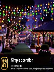 97/160 LED 太阳能圣诞灯，户外使用 - 8 种模式冰柱灯，带 16/27 个悬挂冰柱，太阳能供电防水，适用于派对、节日、婚礼、圣诞装饰的仙女灯（多色/暖白） - 黑色 - 查看 13