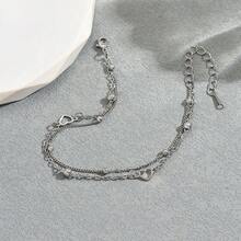 1pc Double-Layer Heart Shape Bracelet, Romantic & Feminine, Suitable Gift For Women, Students, Friends, Birthday/Anniversary - Silver - View 6