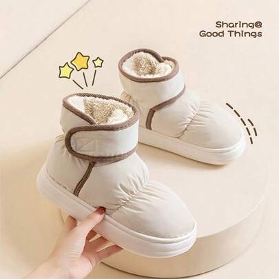 Dép giữ nhiệt cổ cao dành cho nữ, giày mùa đông mới chống trượt trong nhà ngoài trời, đế dày bằng vải nhung ấm áp cho cặp đôi, có thể mang ngoài trời tuyết để giữ ấm chân và không bị lạnh