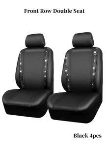 9PCS/4PCS Leather Bling Diamond Car Seat Covers Full Set - Waterproof Anti-Slip Rhinestone Automotive Covers, Universal Fit For Car/SUV/Sedan/Van, Airbag Compatible With Rear Zipper Design 9PCS Includes: 2 Front Seat Covers + 1 Backrest Cover + 1 Back Seat Cover + 5 Headrest Covers, 4PCS Includes: 2 Front Seat Covers + 2 Headrest Covers - 款式A - 查看 20