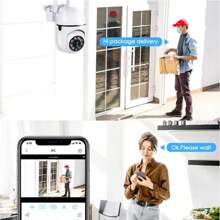 2NLF -Cámara PTZ de vigilancia de segurida d inalámbrica para exteriores con IP y wifi de 2MP, zoom 4X, seguimiento humano con IA, audio bidireccional y cámara nocturna en color HD - Blanco - Ver 4