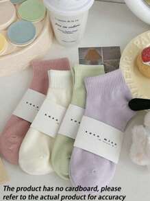 5 Pares de Meias Coloridas Sólidas Variadas, Meias Soquete, Cores Macaron, Meias Curtas Minimalistas, Meias Esportivas para Estudantes, Meias (Sem Cartão de Papel, Sem Etiqueta, Apenas Meias)