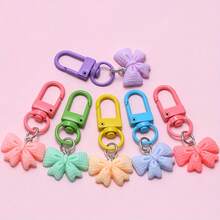 10 件生动的蝴蝶结钥匙扣 - 彩色树脂龙虾扣钥匙扣，带可拆卸环，非常适合背包和配饰，背包配件 | 生动的蝴蝶结设计 | 耐用的塑料钥匙扣，钥匙扣配件 - 彩色 - 查看 4
