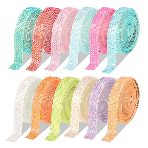 12-1 Yard Self-Adhesive Crystal Rhinestone Sticker Ribbon Sticker Diamonds For DIY Decorative Arts & Crafts, Car, Phone Decoration