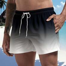 Mens Swim Trunks With Mesh Lining Side Pockets Solid Beach Shorts Quick Dry Lightweight Drawstring Board Shorts Summer Swimwear - White - View 10