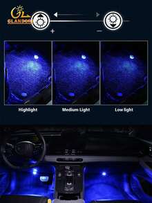 Reletech 8个GLANBERT新款汽车LED彩色氛围灯，带无线遥控器，LED装饰灯，底座灯，无需安装 - 彩色 - 查看 5