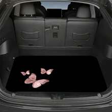 1 Piece Car Trunk Mat/Tailgate Mat With Original Three Pink Butterflies Pattern - Flannel Soft Pad With Printed Design, All-Weather Universal Car Accessory & Protective Mat, Suitable For Interior Use In SUVs, Sedans, Pickup Trucks, Etc. - Multicolor - View 8