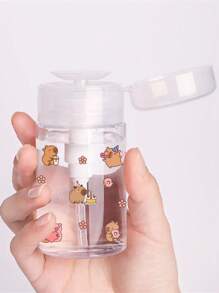 زجاجة سفر قابلة لإعادة التعبئة شفافة من البولي إيثيلين الرفيع المقاوم للتلف بنمط كابيبارا الكرتوني مع زهور وطباعة دونات، موزع مزيل المكياج، زجاجة موزعة بسعة 3.38 أونصة/6.76 أونصة مع مضخة محمولة لمزيل طلاء الأظافر والمنعش والمكياج، تصميم قبة، غسل باليد فقط، قابلة لإعادة الاستخدام، زجاجة مزيل المكياج، ملحق سفر، ضروريات السفر الأساسية للعطلات والرحلات