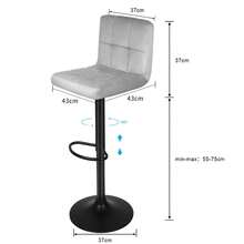 Juego de 2 taburetes de bar para comedor, bar en casa, isla de cocina, silla de bar regulable en altura, capacidad de carga 120 kg