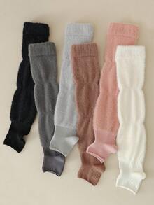 1/2/3/6 双装女士仿貂绒保暖腿套，毛绒足套腿套，秋冬季加厚多功能腿套，Y2K风格，蓬松舒适