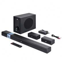 STF | 5.1 Home Audio Sound Bar With Wireless Subwoofer | Optical/USB/Auxiliary Input | Power: 100 W | 3 EQs | Remote Control - 查看 1