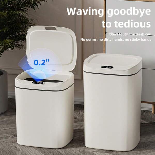 1pc Touchless Smart Trash Can, Hygienic Sensor Technology, Battery-Powered (2 AA Batteries Not Included), Low Voltage 36V, For Kitchen, Bathroom, Living Room, Office - Home Garbage Disposal
