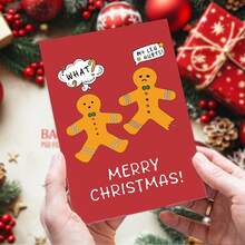 1pc Funny Christmas Gingerbread Man Greeting Card With Envelope - Hilarious Festive Christmas Card For Friends And Family, Perfect For Holiday Greeting And Parties