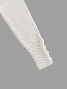 Casual Solid Color Round Neck Single-Breasted Ribbed Long Sleeve Minimalist Waist-Cinched Short Knit Cardigan