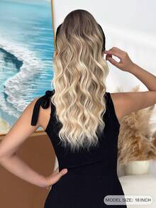 HEYPINK Tóc giả đuôi ngựa hình móng vuốt, màu nâu gradient, dài 18 inch, làm từ sợi tổng hợp chịu nhiệt, kiểu sóng nước, phù hợp cho các bữa tiệc và sử dụng hàng ngày của phụ nữ. - Màu nâu ombre - Xem 3