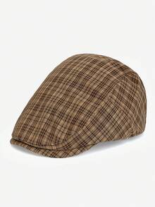 1pc Unisex Fashion Plaid Beret Hat, Retro British Style Newsboy Cap, Suitable For Autumn/Winter Outdoor Daily Wear, Great Gift