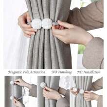 2/6 Stück magnetische Vorhangclips, goldene/silberne runde Kugel magnetische Vorhangclips, ohne Bohren, geeignet für Weihnachts-, Halloween-Vorhangdekoration, mit hochelastischer Federdrahtinnen