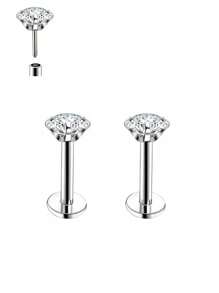 زوج من أقراط الأنف بدون خيط وزن 20 جرام، دبوس أنف لابريت 8 مم، أقراط نابي للثقب في الهيليكس والتراجوس والكونش، خاتم أنف ذهبي مرصع بزركونيا مكعبة 2 مم 3 مم 4 مم، أقراط غضروف غير مسببة للحساسية