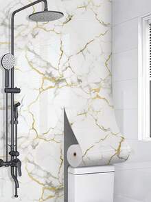 3 rotoli di carta da parati autoadesiva a motivo marmorizzato bianco, pannelli murali in schiuma di polietilene impermeabili e resistenti all'umidità, personalizzabili, adesivi murali rimovibili spessi per decorazione di cucina, soggiorno, doccia, camera da letto e bagno - Multicolore - Visualizzare 17