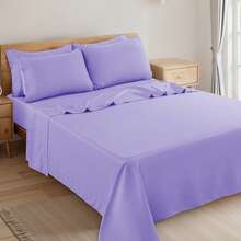 LUX DECOR 6-Piece Embroidered Bed Sheet Set – Brushed Microfiber, Deep Pocket, Lightweight & Breathable – Graduation Gifts, Home Decor, Sleep Protection For Dorms, Student Beds, Back‑To‑School Gift, Soft Bed Linens, Comfortable Sleep, Luxury Bed Set, Valentine's Day Bedroom, Spring Bedding Refresh, Guest Room Essentials, Dorm Room Bedding, Premium Bed Linens, Easy Care Sheets, Hypoallergenic Fabric, Year-Round Comfort, Master Bedroom Update, Matching Bedding Set, Hotel Quality Linens - 薰衣草 - 查看 8