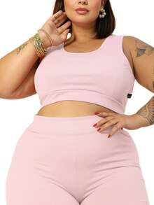 URBAN FITNESS Suplex Plus Size Solid High Support Sports Bra - 淺粉色 - 查看 2