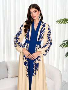 女士优雅碎花收腰连衣裙（随机印花）