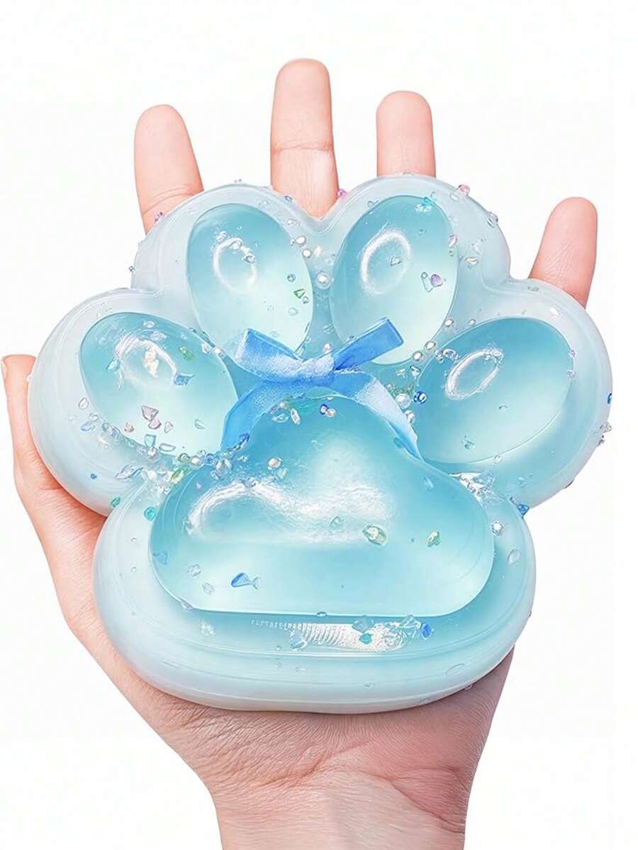 1个Taba巨型爪印慢回弹玩具，适合儿童和成人，猫爪造型，可缓解压力，超柔软挤压解压玩具，粘性慢回弹玩具，适合成人生日派对礼物、万圣节派对礼品袋填充物，包装袋随机发货