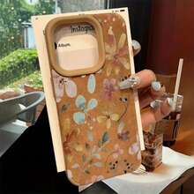 Diseño de flores pintadas Lente alta Teléfono X 14 Pro 16 15 Plus 11 12 13 XS Cuero sintético suave todo incluido - Colores mixtos 1 - Ver 5