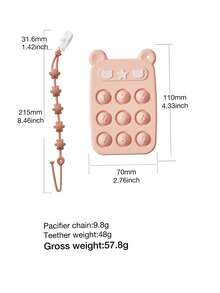 1 Set Baby Silicone Teething Toys, Chew Molar Stick, Anti-Bite Teether With Pacifier Clip, Suitable For Baby Boys And Girls