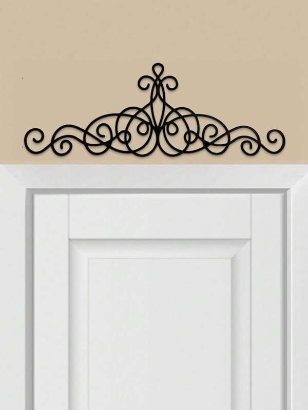 1 PIEZA Decoración de pared de metal con estilo retro, medallón de pared de hierro rústico, arte de pared de metal con rollo negro, placa de pared de metal para decoración del hogar, sala de estar, decoración del hogar, decoración de habitaciones