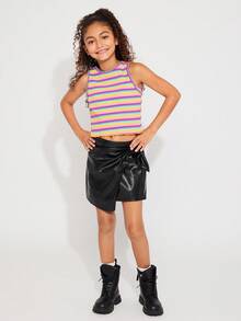 Radiana Tween Girl 条纹生菜边背心 - 彩色 - 查看 3