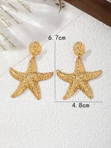 1 Pair Punk Style Exaggerated Ocean Theme Personalized Earring Set, Minimalist Style Earrings For Women - Yellow Gold - View 4