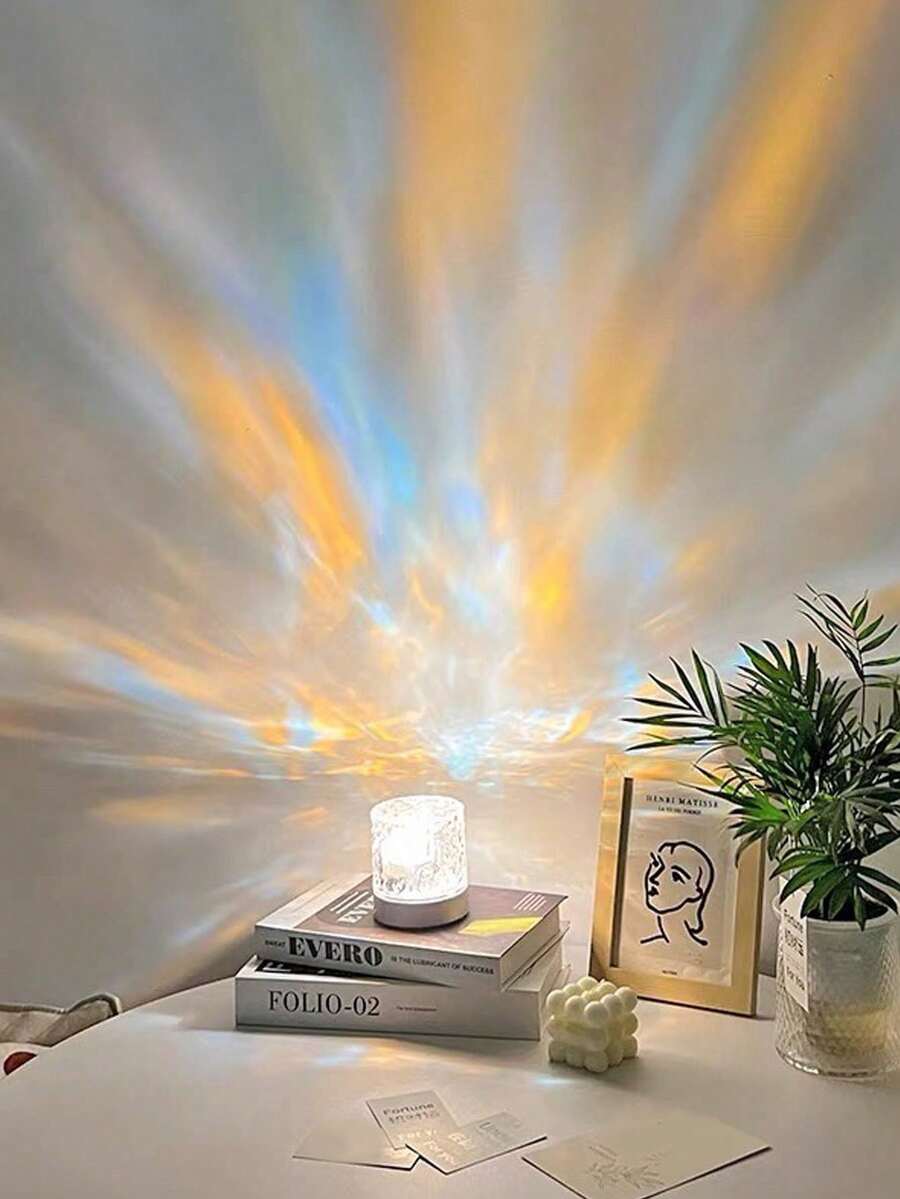 1 件梦幻火焰和水漩涡投影灯，多色模式，多功能氛围投影夜灯，生日、节日的完美浪漫礼物 - 多色 - 查看 1