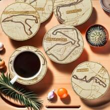 6pcs Formula Style Wooden Coasters Set
