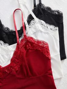 6 pezzi Set di lingerie sexy da donna, reggiseno a triangolo con spalline regolabili, top e pantaloncini decorati con fiocco, comodo pigiama da casa in tinta unita
