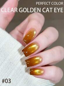 PERFECT COLOR 12ml Esmalte de uñas en gel con efecto ojo de gato magnético, gel con efecto ojo de gato dorado, esmalte de uñas en gel con brillo holográfico, manicura en gel de calidad de salón, cuidado de uñas DIY en casa - Multicolor - Ver 5