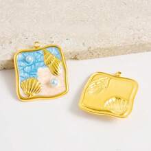 1pc/2pcs Luxury Delicate 304 Stainless Steel Electroplated Pendant Charms, Suitable For DIY Jewelry, Jewelry Making, Crafts - Ocean Life, Cherry, Flower Designs - Color - View 16