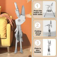 Baby High Chair 3 In 1 Highchair Adjustable Height 3 Positions Rocking Seat Convertible High-Chair Portable RockingChair Foldable Baby Dining Chair With Removable Tray Grey - Grey - View 10